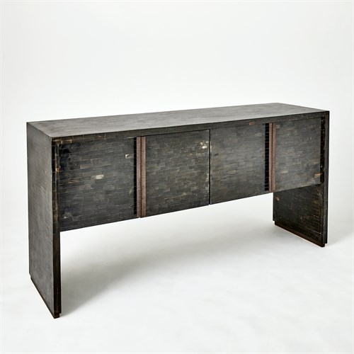 Horn Inlay Console-Black/Antique Brass