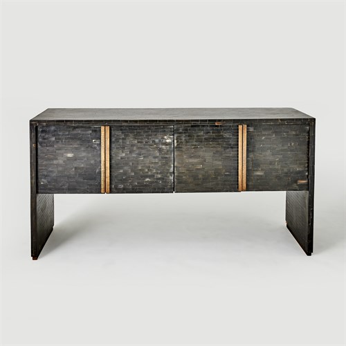 Horn Inlay Console-Black/Antique Brass