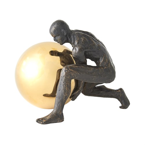 Boulder Man-Bronze w/Brass Sphere