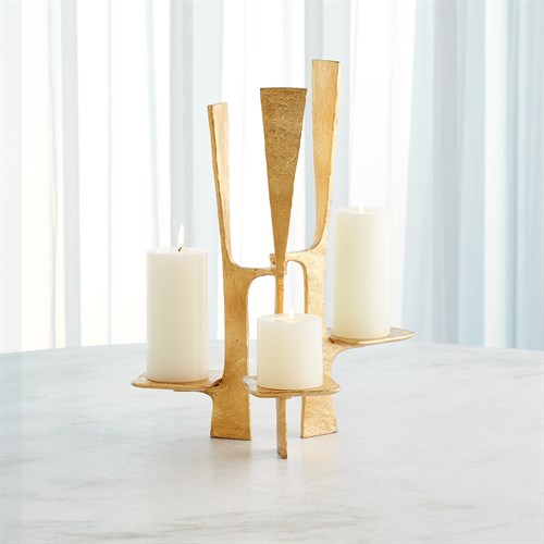 Triune Candleholder-Gold Leaf