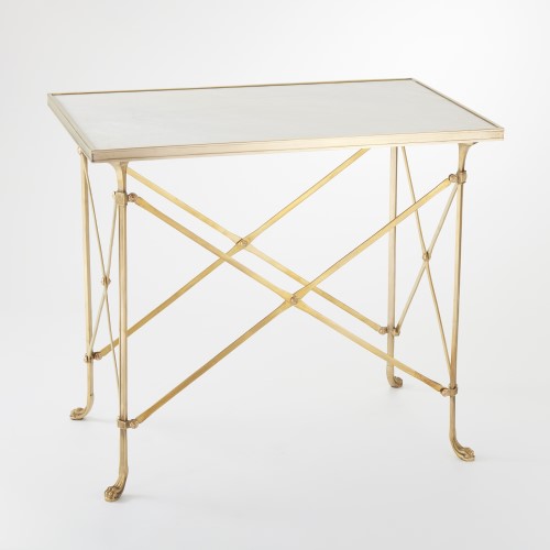 Rectangular Directoire Table-Brass & White Marble