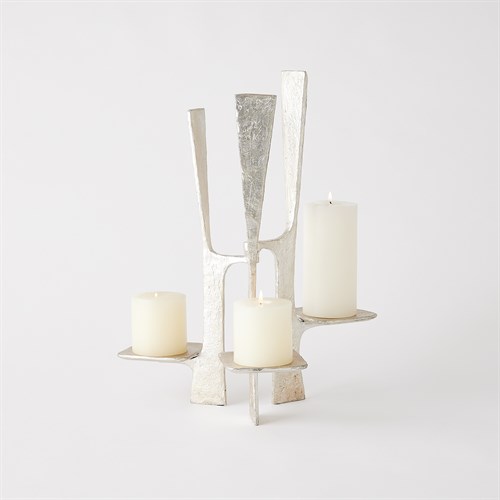 Triune Candleholder-Silver Leaf