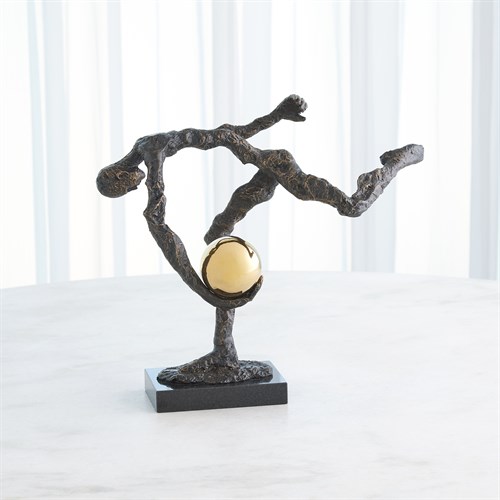 Tripped Up Sculpture-Bronze w/Brass Sphere