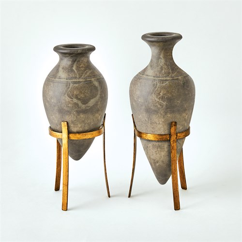 Amphora Alabaster Vases-Grey