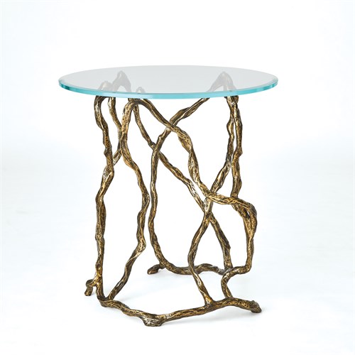 Twistwood Side Table-Antique Brass