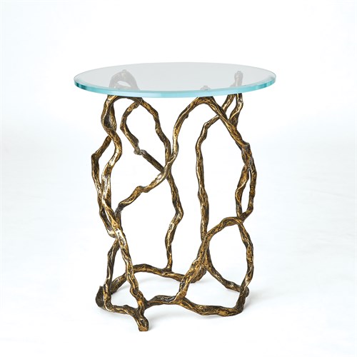 Twistwood Accent Table-Antique Brass