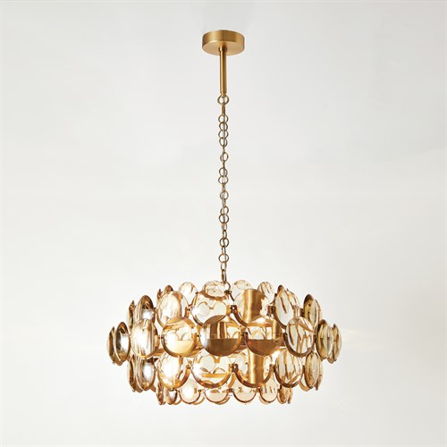 Cabochon Amber Glass Chandelier-Brass