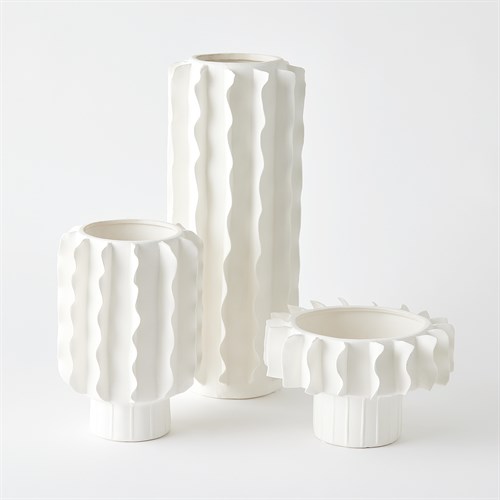 Frilled Vases-Matte White