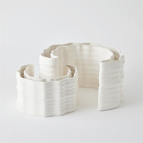 Crescent Printed Vases-Matte White