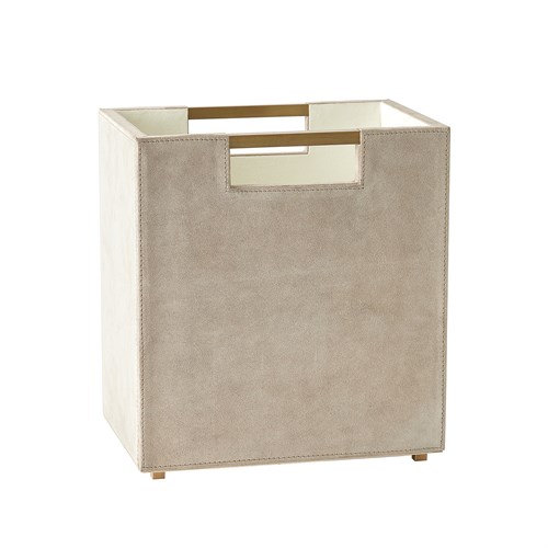 Posh Wastebasket- Parchment Suede