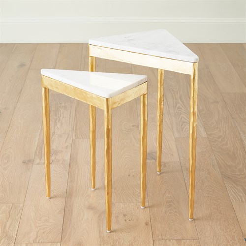 S/2 Triangular Nesting Tables-Gold Leaf