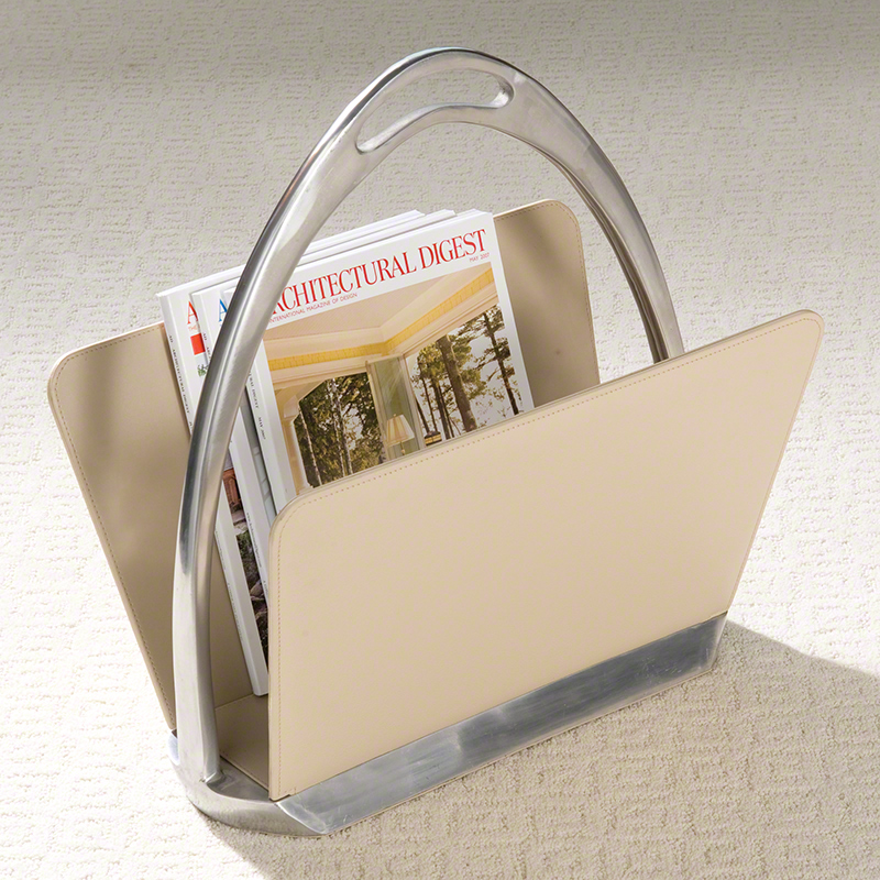 Beige Leather Stirrup Magazine Dump Beige Leather Stirrup Magazine Dump
