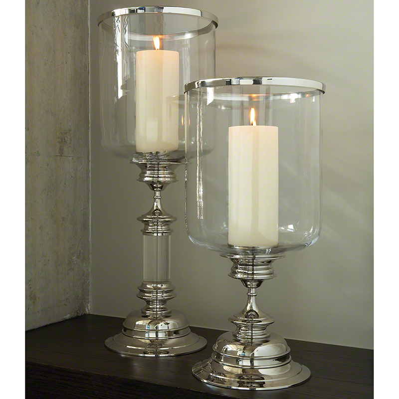 Tall Pillar Candle Holders Glass Elegant Minimalist Seeded Glass