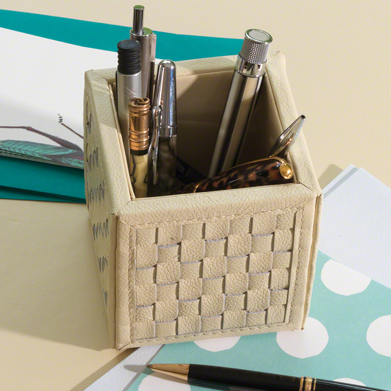 Woven Pencil Cup-Ivory Woven Pencil Cup-Ivory