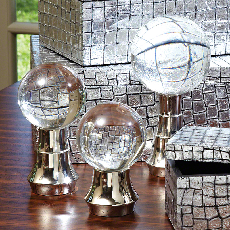 S/3 Tiered Ball Stands-Nickel S/3 Tiered Ball Stands-Nickel