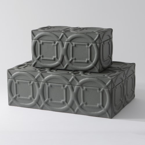 Arabesque Trapunto Box-Grey Arabesque Trapunto Box-Grey
