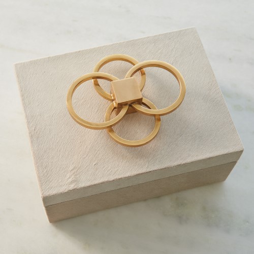 Layered Circle Box-Ivory Hair on Hide Layered Circle Box-Ivory Hair on Hide