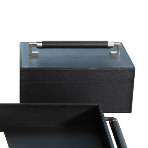 Wrapped Leather Handle Box-Black Wrapped Leather Handle Box-Black