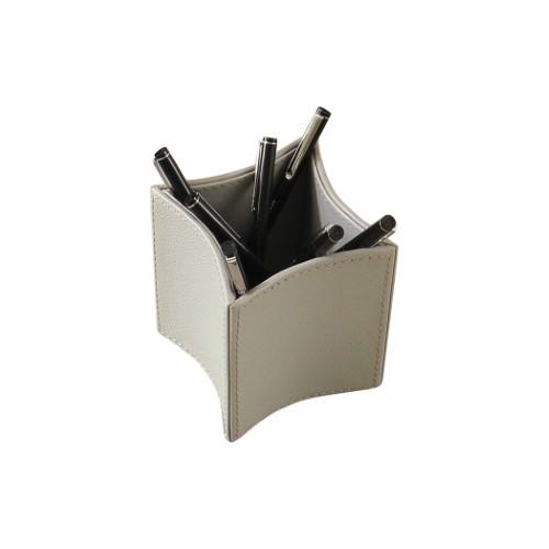Folded Leather Pencil Cup-Grey Folded Leather Pencil Cup-Grey