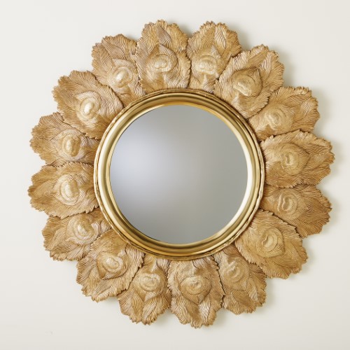 Peacock Feather Mirror-Brass Peacock Feather Mirror-Brass