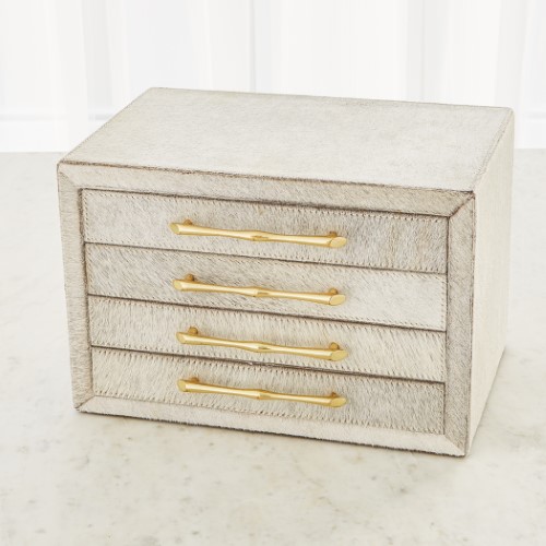 Jacqueline Jewelry Box-White Hair-on-Hide Jacqueline Jewelry Box-White Hair-on-Hide