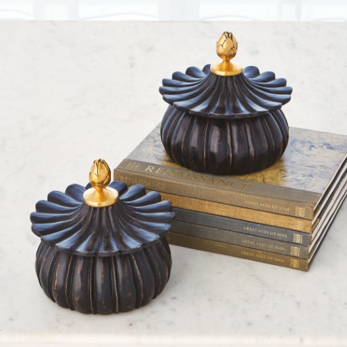 Carved Lotus Box-Black Antique Carved Lotus Box-Black Antique