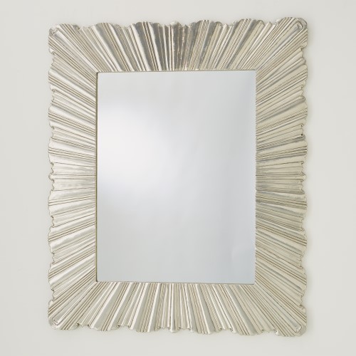 Linen Fold Mirror-Silver