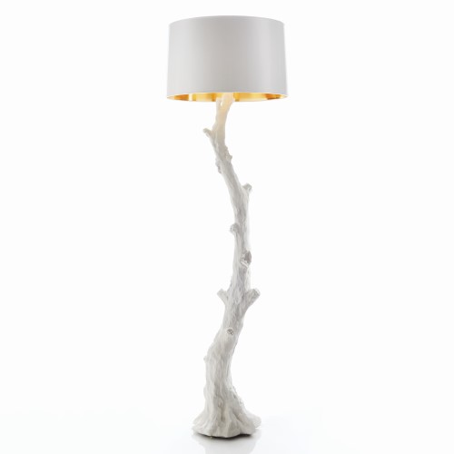 Faux Bois Floor Lamp-White