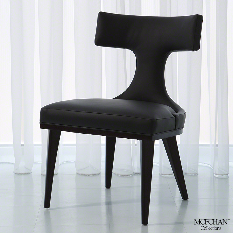 Anvil Back Dining Chair-Black Leather