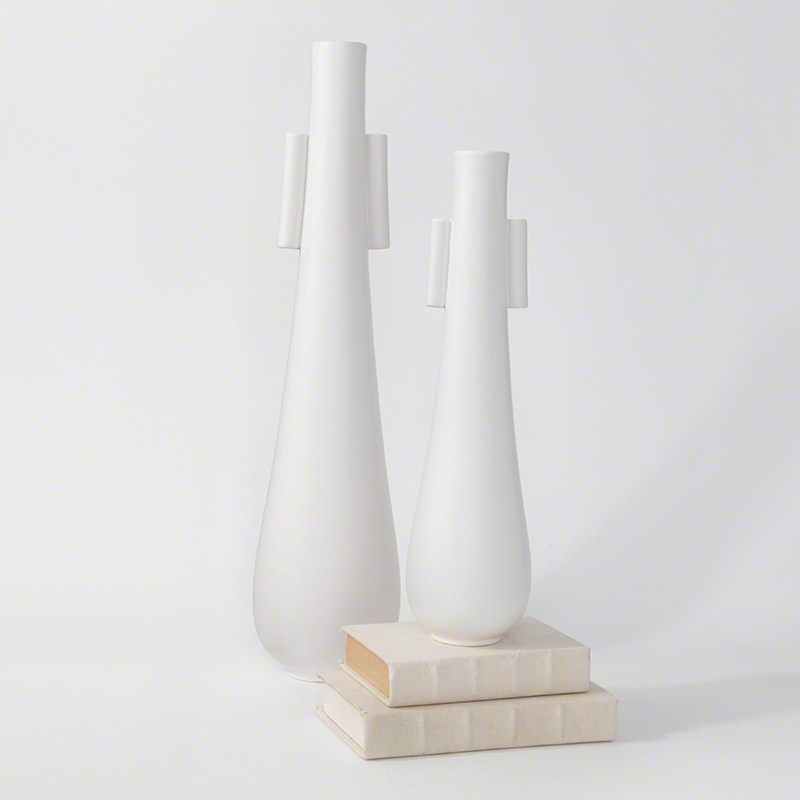 Tear Drop Vases W/Handles-Matte White Tear Drop Vases W/Handles-Matte White