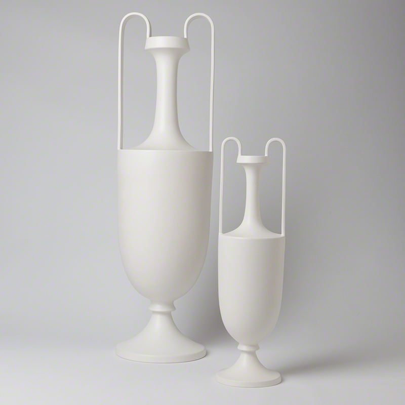 Elongated Grecian Amphoras-Matte White Elongated Grecian Amphoras-Matte White