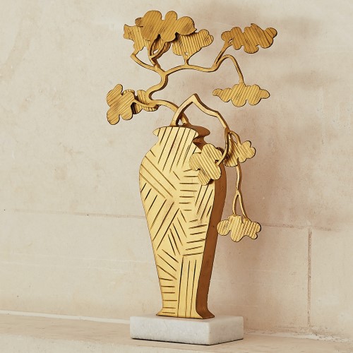 Ming Bonsai Sculpture-Antique Gold Ming Bonsai Sculpture-Antique Gold
