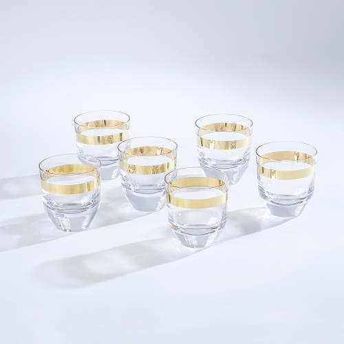 S/6 Avenue Low Ball Tumblers-Gold