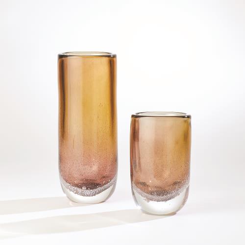 Bubble Cylinder Vases-Amber/Grey