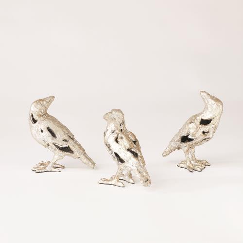 S/3 Deconstructed Birds-Silver Leaf