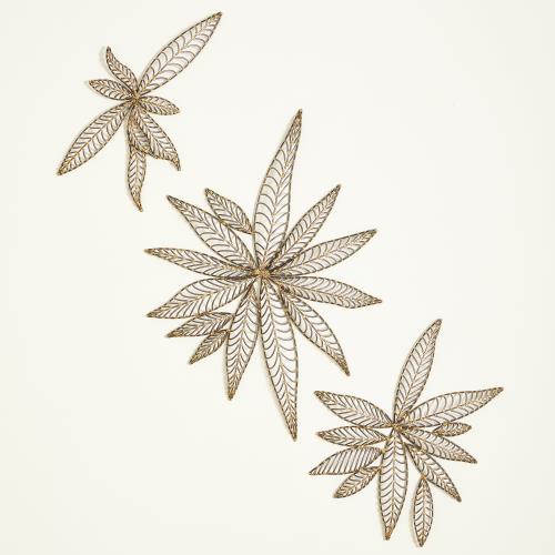 S/3 Leaf Wall Decor-Natural Iron