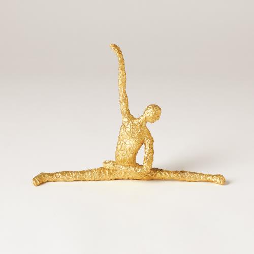 Figural Male Dancer-Splits-Textured Gold